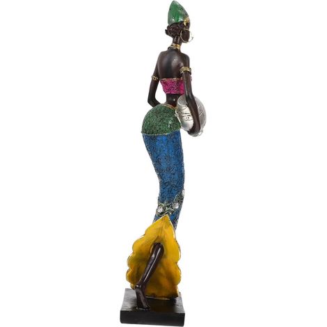 Sculpture de Femme Africaine Résine Élégante Décoration Ethnique pour Bureau Maison Salon (1/5)