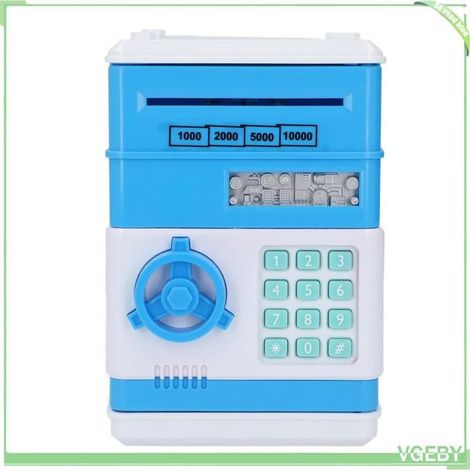 Fafeicy boîte d'économie d'argent pour enfants Boîte d'économie d'argent électronique enfants dessin puericulture coffre Noir Bleu (1/5)