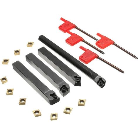 Porte-Outil de Tournage 4PCS + Plaquettes en carbure CCMT09T304 + clé T15 (1/5)