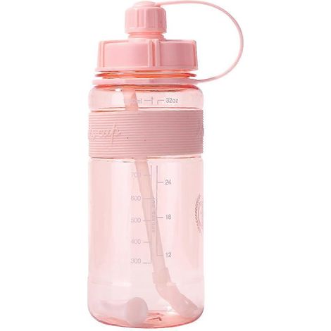 Gourde de sport portable en plastique coloré, grande capacité (2000 ml - 1000 ml), avec paille, idéale pour l'escalade et le cyclisme. Parfaite pour les femmes. Idéale pour l'été.