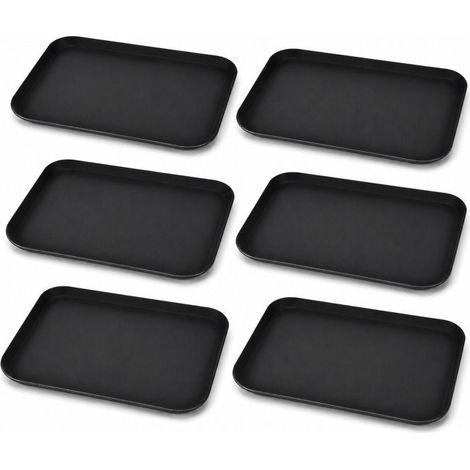 Plateau - JUANIO - Rectangulaire 36x46 cm - Antidérapant - Lot de 6 - Noir (1/5)