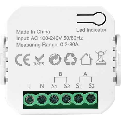 Compteur Electrique Connecté 80A Compteur Electrique Moniteur D'énergie Domestique Wi-FI Bidirectionnel avec 2 Pince Compatible avec Tuya Smart Life