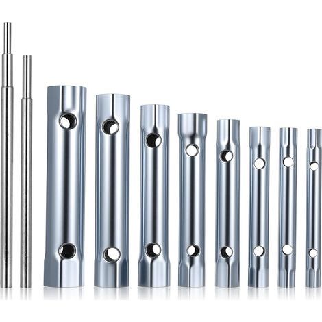 8 Pcs - Clé Tubulaire - Clé à Pipe - Acier Zingué - Pour Robinet et Plomberie - Argent - 6x7mm à 20x22mm (1/5)