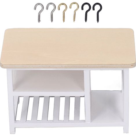 Table de Rangement Miniature Multiniveau pour Maison de Poupée 1:12 en Bois de Hêtre, Style Blocs de Couleur Blanche (1/5)
