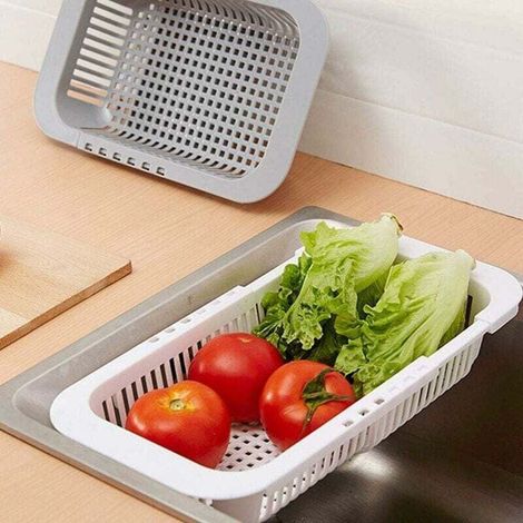 Réglable sur Evier Plat Séchage Grille Egouttoir en Plastique Légumes Fruit Porte-Panier De Cuisine Ustensile (1/3)