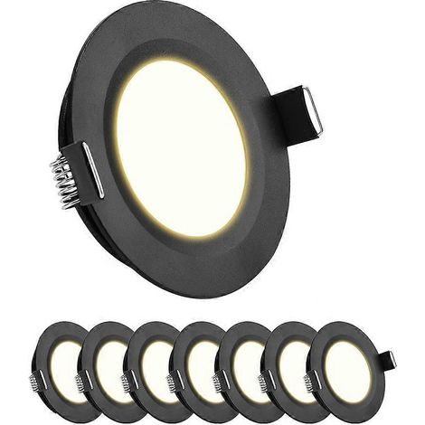 Lot de 8 spots LED encastrés à intensité variable pour intérieur de camping-car, fourgon, camion, caravane ou bateau, blanc chaud (1/5)