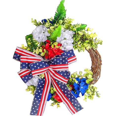 Guirlande Décorative Porte - Guirlande Patriote Fête Nationale - En Rotin - 35 cm - 1 Pièce (1/5)
