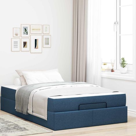 Bettgestell mit Matratze 2 pcs Blau Stoff