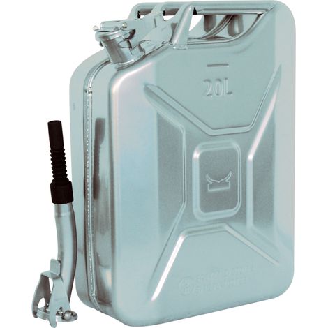 Metallkanister silber 20 Liter inkl. Ausgießer + Halter Benzin Diesel (1/5)