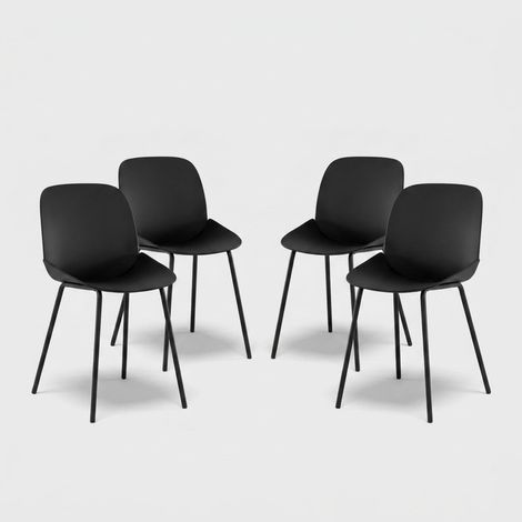 Set 4 sedie da pranzo moderne in polipropilene e metallo Cassandra - Nero