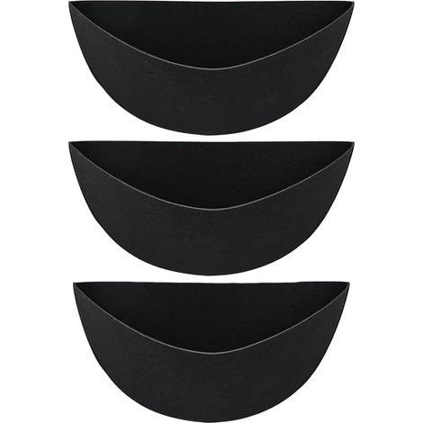 Ensemble de 3 housses paniers suspendus en feutre noir forme demi cercle pour pots fleurs 12 (1/5)