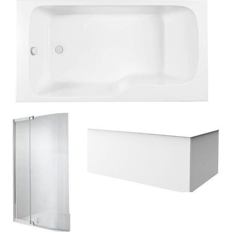 Baignoire bain douche JACOB DELAFON Malice antidérapante + tablier angle + pare bain 170 x 90, gauche (1/5)