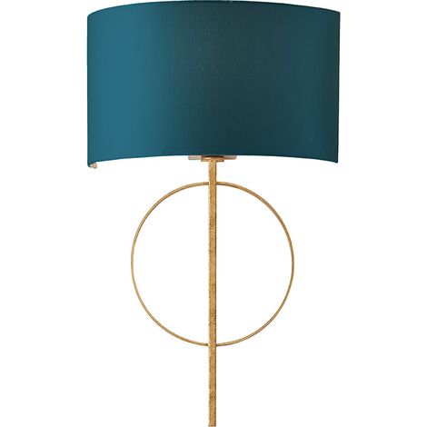 Merano Trento Applique Feuille d'Or Vieilli & Tissu Satiné Turquoise (1/5)