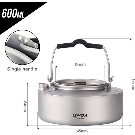 Bouilloire à thé en titane 600ml/1000ml, café de Camping léger pour la cuisine à domicile et les activités de plein air (1/5)