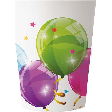 Vasos de plástico con globos para cumpleaños, 230 ml, 2 unidades (1/3)