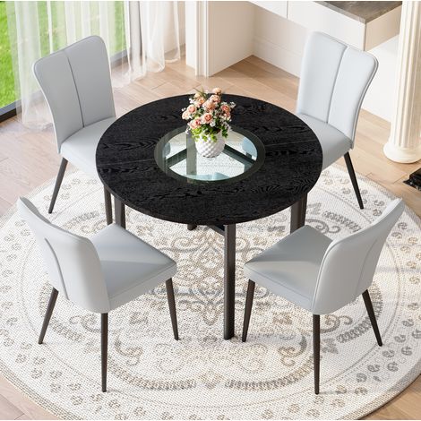 Conjunto de mesa y sillas redonda 100 cm negro y gris DESVIAE (1/5)