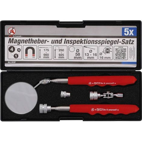 Jeu d Aimants de Levage et Miroir d Inspection - 4 pcs - Pratique et Polyvalent - Zones Difficiles - D-Work (1/5)