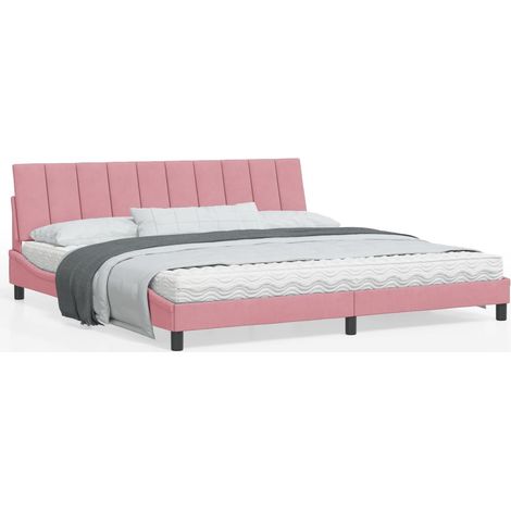Cadre de lit avec tête de lit Rose 200x200 Velours (1/5)