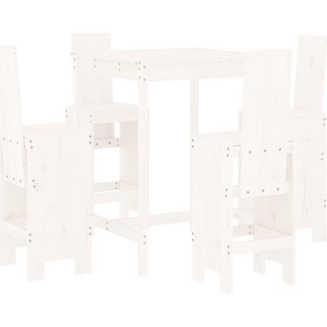 Maison Exclusive - Set Bar da Giardino 5 pz Bianco in Legno Massello di Pino
