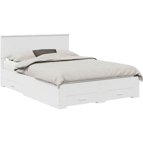 Bed Frame with Headboard White 140 x 200 cm Engineered Wood vidaXL