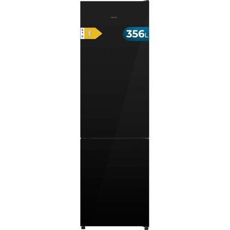 Cecotec Frigorífico Combi 356L Bolero CoolMarket Combi 356i Black Glass E. 200cm de Alto, 59,5 cm de Ancho, Clase E, Tecnología Multi Airflow, FreshnessFlex y HumidityFlex HUB