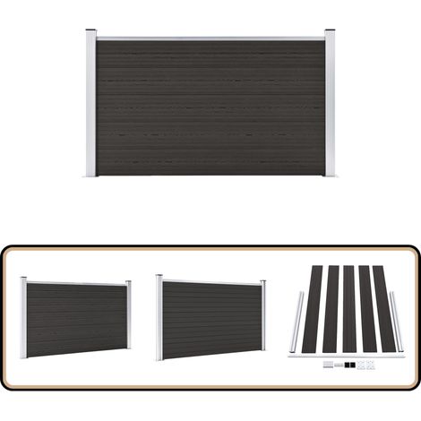 Panneau de clôture WPC 180x105 cm Noir - Clôture Jardin - Clôture Résidentielle - Clôture Composite - Clôture Noire - Barrière Jardin (1/5)
