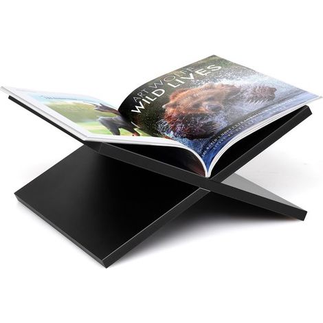 Support de livre en bois - Pour livres de table basse - 33 x 19 x 29 cm - Noir (1/5)