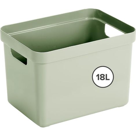 Boite de Rangement 18L 35x24,6x24,3cm Plastique Panier rangement vert (1/5)
