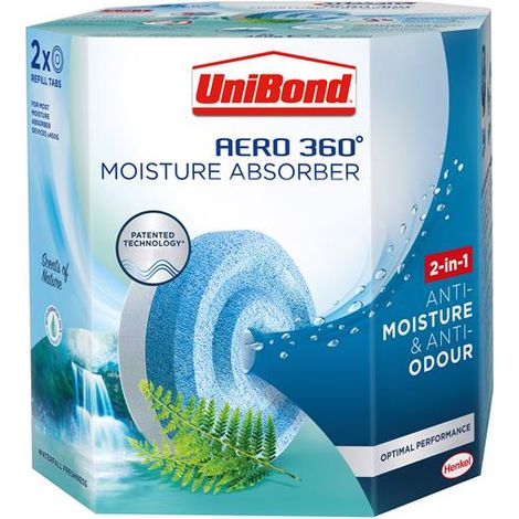 Unibond AERO 360° Moisture Absorber Waterfall Freshness Refill Tab, Twin Pack (1/5)