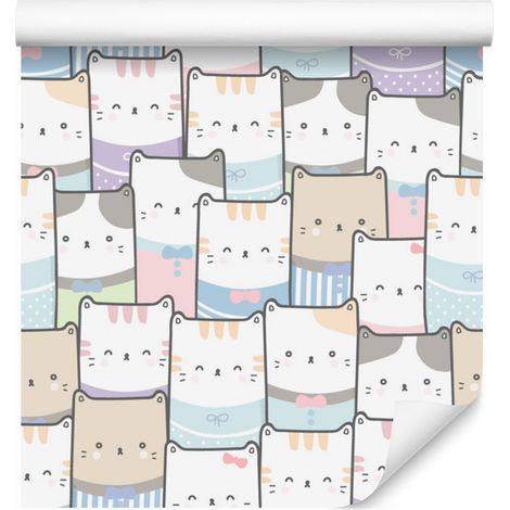 Papier peint chatons colorés pour salon et chambre 50x1000 cm (1/5)
