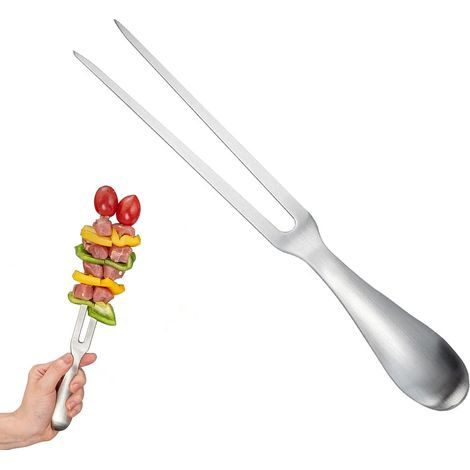 Fourchette à Découper, Fourchette à Viande Acier Inoxydable, Fourchettes Barbecue, Fourchettes à Découper Deux Dents pour Le Barbecue, la Cuisine, Manche Ergonomique, Passe au Lave-Vaisselle(26.53CM) (1/5)