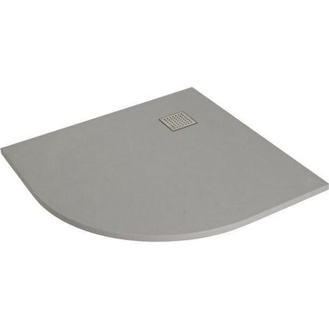 Hudson Reed - Receveur de Douche Quart de Cercle 90cm - Gris Clair Effet Pierre