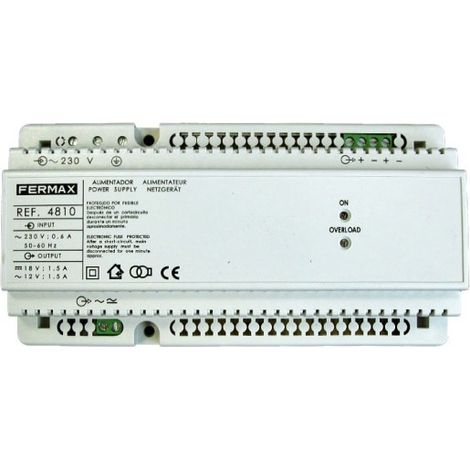 Alimentador 18VCC/1,5A-12VCA/1,5A DIN10. FERMAX 4810