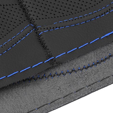 Enveloppe volant cuir 38cm/15 pouces, couture main, relief, kit aiguille-fil, universel noir bleu (1/5)