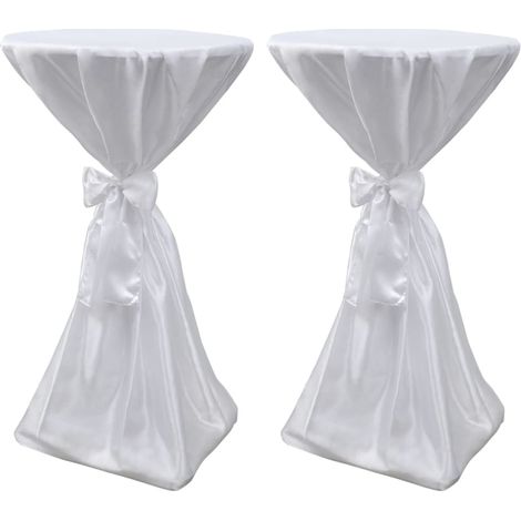 2 x Tischhusse Stehtischhusse weiß 80 cm