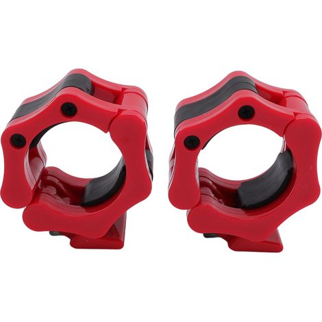 1 paire de pinces d'haltères, colliers réglables à dégagement rapide, clips de poids de verrouillage professionnels pour haltérophilie, Nylon rouge 50mm (1/5)