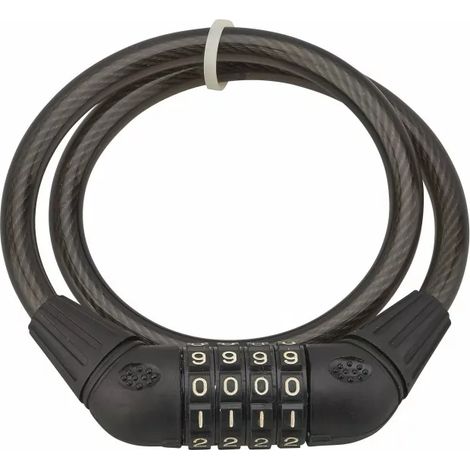 THIRARD - Antivol à combinaison Twisty, 4 chiffres, câble acier, vélo, 10mmx0.65m, noir - THIRARD