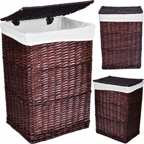 Cesta de mimbre de 72 litros, 40x30x60 cm, marrón