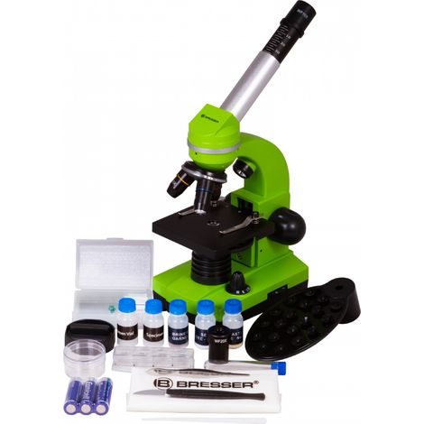 Microscope étudiant BIOLUX SEL - BRESSER JUNIOR - grossissement 40x-1600x - kit d'expérimentation - vert