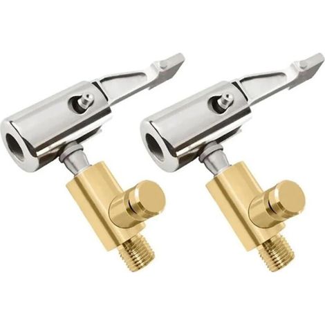Noyau de valve de voiture 2 pièces pompe à air connecteur rapide adaptateur de pince de buse pince de buse de pneu connecteur de valve de pompe à air portable buse d'air (2 peuvent être dégonflés) (1/4)
