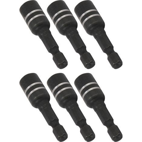 Set mit 10 magnetischen Sechskant-Schraubendreherbits M8x48 mm, Schlagschrauber-Einsätzen für Bohrmaschinen, 1/4-Zoll-Schaft, Schwarz (1/5)
