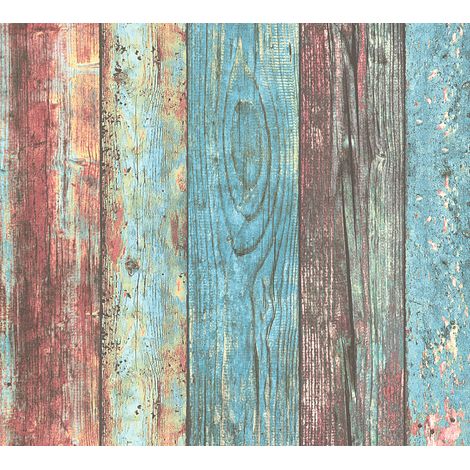 Papier peint bande décorative effet bois Tapisserie multicolore imitation bois pour salon Papier peint bois usé pour chambre (1/2)