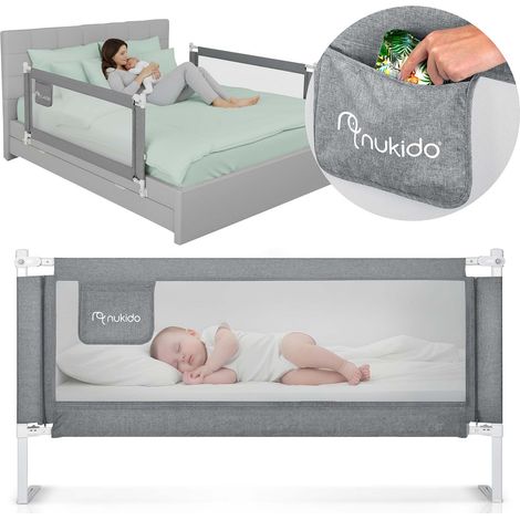 Barriera di sicurezza per letto, cancelletto di sicurezza, serratura, 160 cm, Nukido NK-227, grigio (1/5)