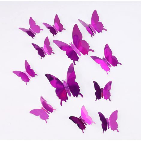 Sticker Murale Papillon - Effet Miroir 3D - Décoration Intérieure Noël Fête - Lot de 36 (6 Grand 10,7 cm + 6 Moyen 8,1 cm + 24 Petit 5,8 cm) (1/5)
