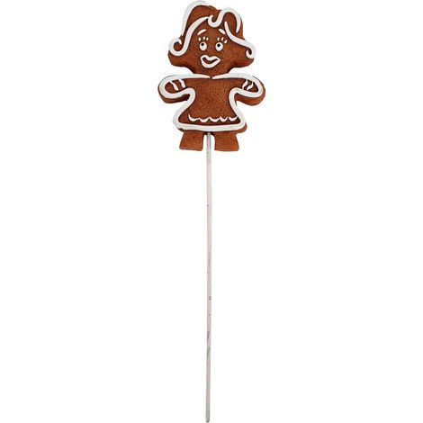 Figur Pfefferkuchen Frau Stecker 20,5 x 6 x 1 cm braun Weihnachtsfigur