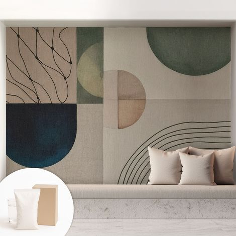 Fototapete - Tapete Vliestapete mit Kleber - Wandtapete Moderne Wandbild Schlafzimmer Wohnzimmer Geometrische Formen 208x146 cm (1/5)