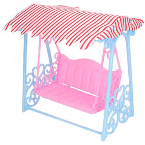 Balançoire pour Maison de Poupées avec Support Bleu, Chaise Portable Miniature en Plastique Fin