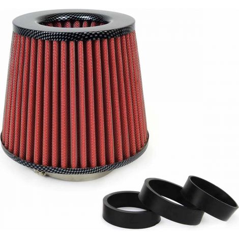 Filtro de aire cónico universal rojo/carbono + 3 adaptadores amio-01713 (1/5)