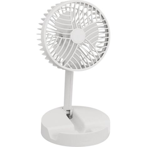 Ventilateur Sur Pied Pliable - 10 Pouces - Fonction Oscillante - Télécommande - Batterie Rechargeable USB - Minuterie - Pour Maison Bureau Extérieur Camping - Blanc (1/4)