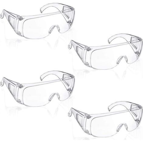 4 Paires Lunette Protection, Lunettes de Sécurité Transparentes, Lunettes de Protection la Sécurité en Laboratoire, Lunettes de Sécurité (1/5)
